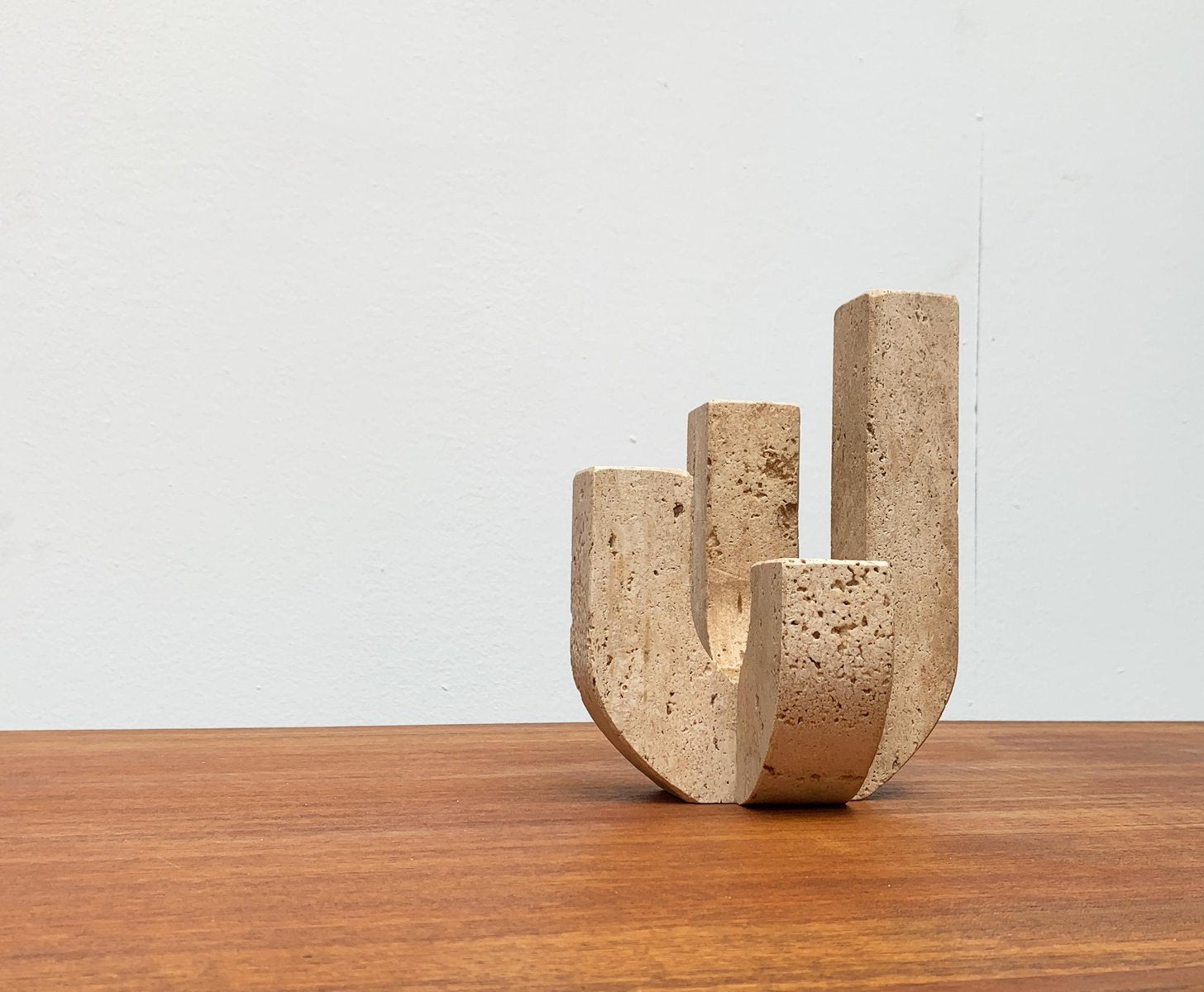 Mid-Century Italian Brutalist Travertine Candleholder by Fratelli Mannelli for Travertine Rapolano