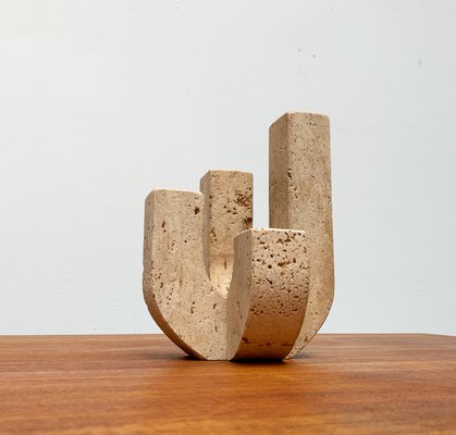 Mid-Century Italian Brutalist Travertine Candleholder by Fratelli Mannelli for Travertine Rapolano