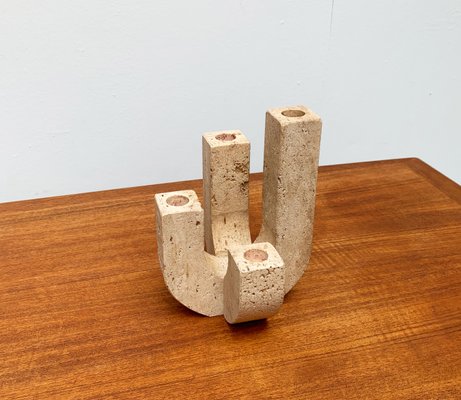 Mid-Century Italian Brutalist Travertine Candleholder by Fratelli Mannelli for Travertine Rapolano-UAH-951002