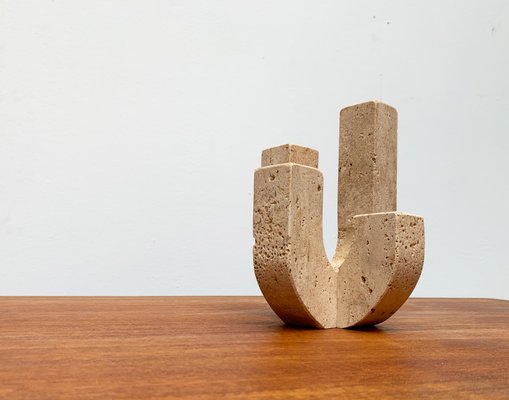 Mid-Century Italian Brutalist Travertine Candleholder by Fratelli Mannelli for Travertine Rapolano-UAH-951002