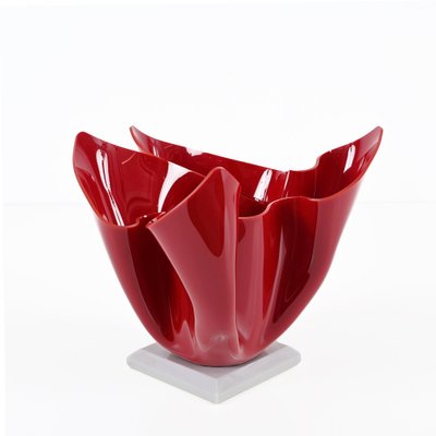 Mid-Century Italian Burgundy Acrylic Glass Napkin Centerpiece, 1980s-JDR-1750908