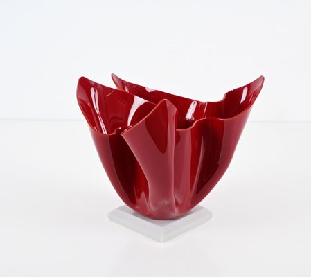 Mid-Century Italian Burgundy Acrylic Glass Napkin Centerpiece, 1980s-JDR-1750908