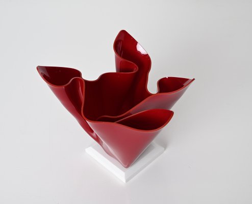 Mid-Century Italian Burgundy Acrylic Glass Napkin Centerpiece, 1980s-JDR-1750908