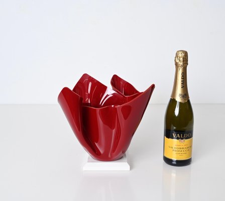 Mid-Century Italian Burgundy Acrylic Glass Napkin Centerpiece, 1980s-JDR-1750908