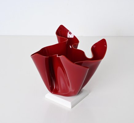 Mid-Century Italian Burgundy Acrylic Glass Napkin Centerpiece, 1980s-JDR-1750908