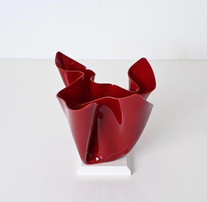 Mid-Century Italian Burgundy Acrylic Glass Napkin Centerpiece, 1980s-JDR-1750908