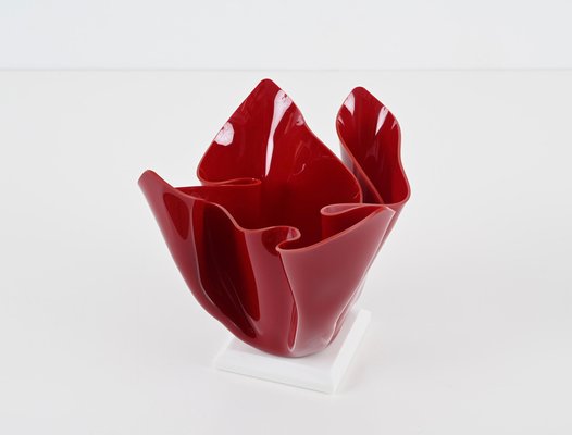 Mid-Century Italian Burgundy Acrylic Glass Napkin Centerpiece, 1980s-JDR-1750908