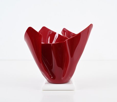 Mid-Century Italian Burgundy Acrylic Glass Napkin Centerpiece, 1980s-JDR-1750908