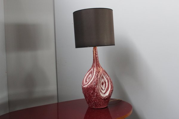 Mid-Century Italian Burgundy Ceramic Table Lamps, 1960s, Set of 2-HZ-580105