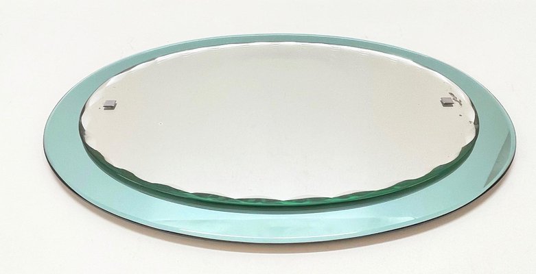 Mid-Century Italian Carved Oval Mirror from Cristal Arte, Italy, 1960s-JDR-1125600