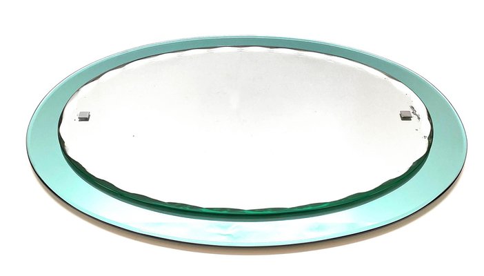 Mid-Century Italian Carved Oval Mirror from Cristal Arte, Italy, 1960s-JDR-1125600