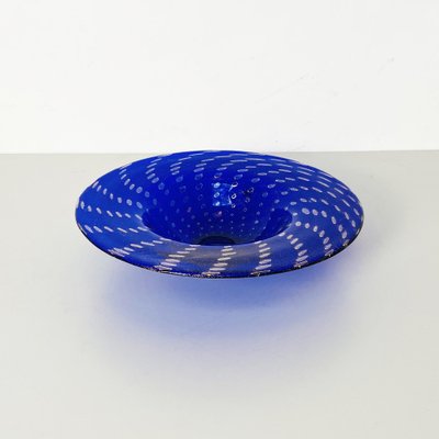 Mid-Century Italian Centerpiece in Blue Murano Glass with Golden Decoration, 1970s-GDD-1249716