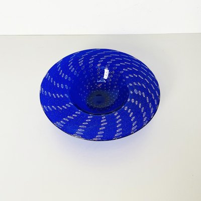 Mid-Century Italian Centerpiece in Blue Murano Glass with Golden Decoration, 1970s-GDD-1249716