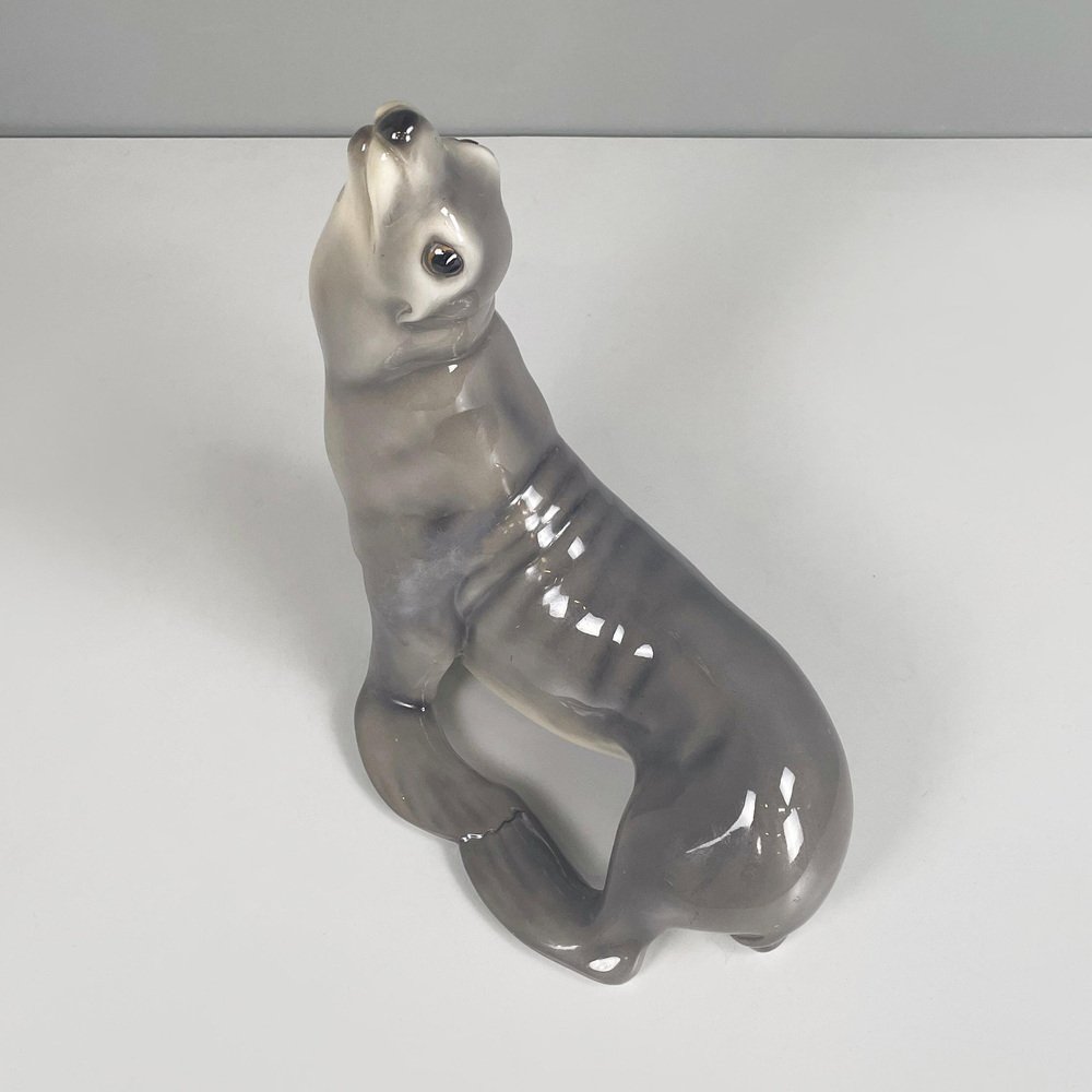 Mid-Century Italian Ceramic Sculpture of a Sea Lion by Urbano Zaccagnini, 1920s-GDD-1764106