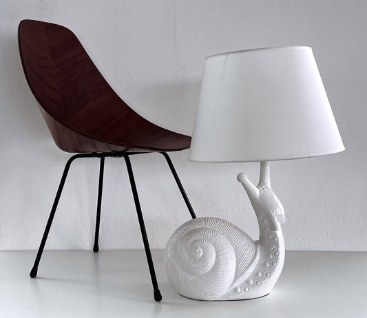 Mid-Century Italian Ceramic Snail Table Lamp, 1970s