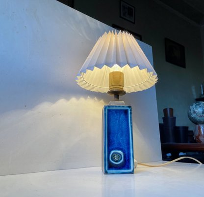 Mid-Century Italian Ceramic Table Lamp with Blue Glaze, 1960s-LCR-1182894