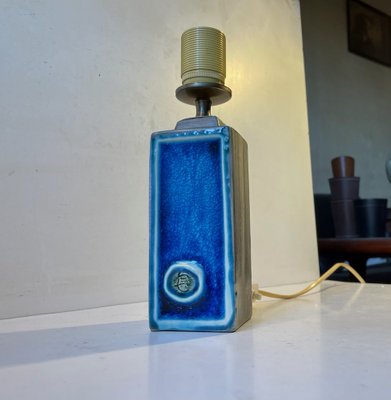 Mid-Century Italian Ceramic Table Lamp with Blue Glaze, 1960s-LCR-1182894