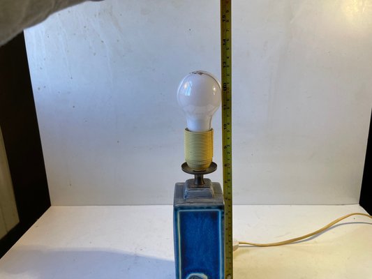 Mid-Century Italian Ceramic Table Lamp with Blue Glaze, 1960s-LCR-1182894