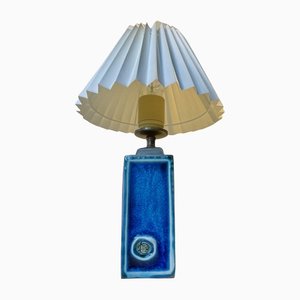 Mid-Century Italian Ceramic Table Lamp with Blue Glaze, 1960s-LCR-1182894