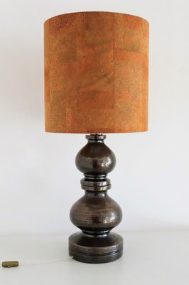 Mid-Century Italian Ceramic Table Lamp with Cork Lampshade by Aldo Londi for Bitossi, 1960s-VNE-1169720