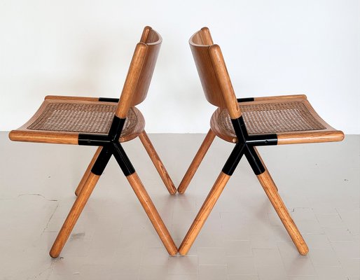 Mid-Century Italian Chairs in Oak and Rattan by Mauro Pasquinelli, 1970s, Set of 2-VNE-1451542