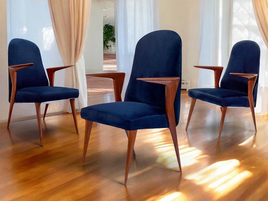 Mid-Century Italian Chairs with Armrests attributed to Vittorio Dassi for Dassi Mobili Moderni, 1958, Set of 3-MTX-2042145