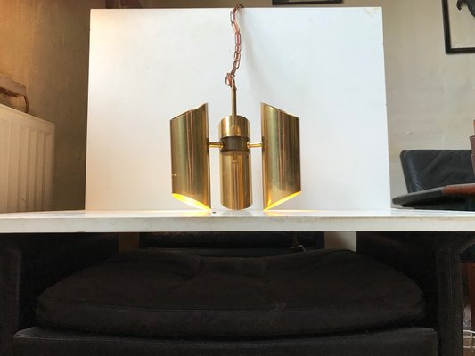 Mid-Century Italian Chandelier in Brass Attributed to Stilnovo, 1960s-LCR-991864