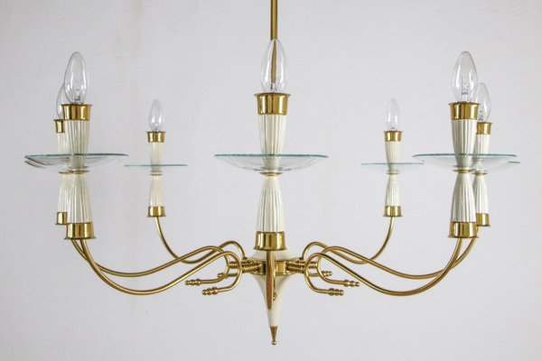 Mid-Century Italian Chandelier in the style of Fontana Arte, 1950-MTX-2027747