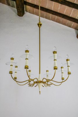 Mid-Century Italian Chandelier in the style of Fontana Arte, 1950-MTX-2027747