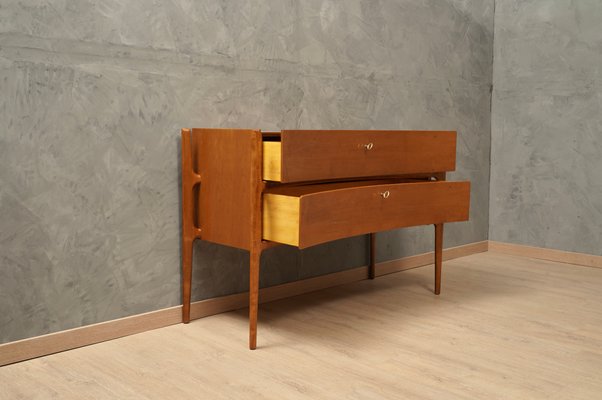 Mid-Century Italian Cherry Wood and Brass Chests of Drawers, 1970s-UH-1113048