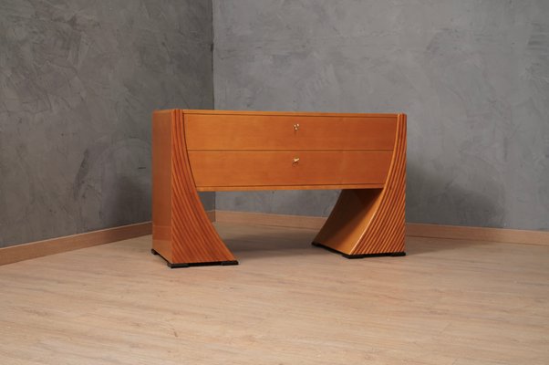 Mid-Century Italian Cherry Wood and Brass Commode, 1950s-UH-1417543