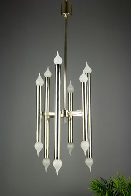 Mid-Century Italian Chrome 12-Light Chandelier, 1970s-KEG-629204