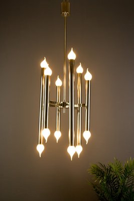 Mid-Century Italian Chrome 12-Light Chandelier, 1970s-KEG-629204