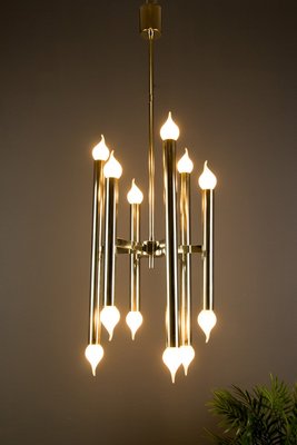 Mid-Century Italian Chrome 12-Light Chandelier, 1970s-KEG-629204