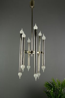 Mid-Century Italian Chrome 12-Light Chandelier, 1970s-KEG-629204