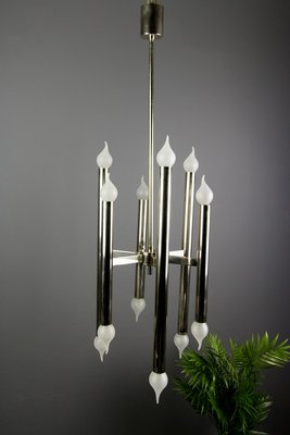 Mid-Century Italian Chrome 12-Light Chandelier, 1970s-KEG-629204