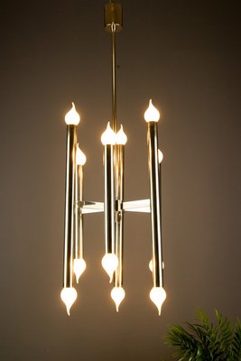 Mid-Century Italian Chrome 12-Light Chandelier, 1970s-KEG-629204