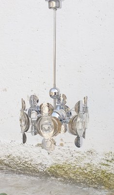 Mid-Century Italian Chrome and Glass Lends Chandelier by Gaetano Sciolari for Sciolari, 1966-PUG-623074