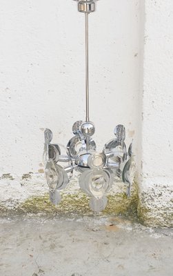 Mid-Century Italian Chrome and Glass Lends Chandelier by Gaetano Sciolari for Sciolari, 1966-PUG-623074