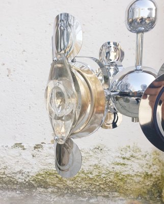 Mid-Century Italian Chrome and Glass Lends Chandelier by Gaetano Sciolari for Sciolari, 1966-PUG-623074