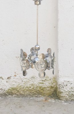 Mid-Century Italian Chrome and Glass Lends Chandelier by Gaetano Sciolari for Sciolari, 1966-PUG-623074