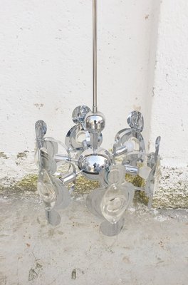 Mid-Century Italian Chrome and Glass Lends Chandelier by Gaetano Sciolari for Sciolari, 1966-PUG-623074