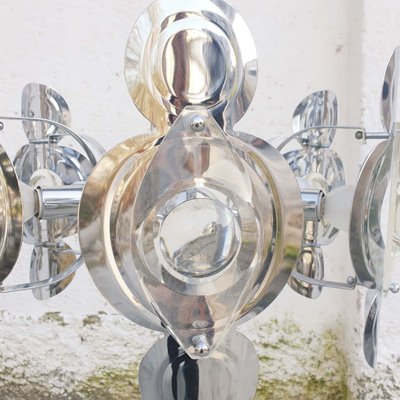 Mid-Century Italian Chrome and Glass Lends Chandelier by Gaetano Sciolari for Sciolari, 1966-PUG-623074