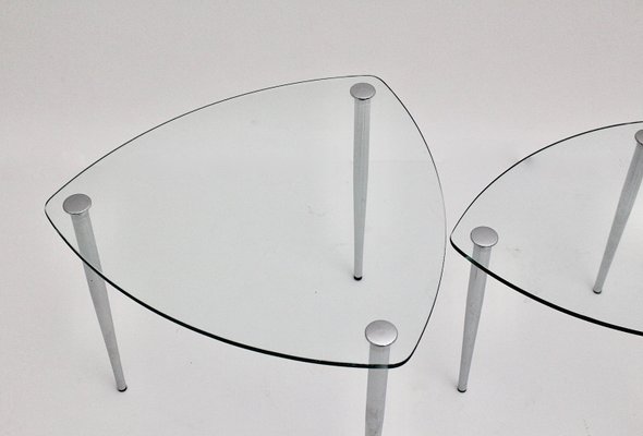 Mid-Century Italian Chrome and Glass Nesting Tables, 1960s, Set of 3-NB-579084