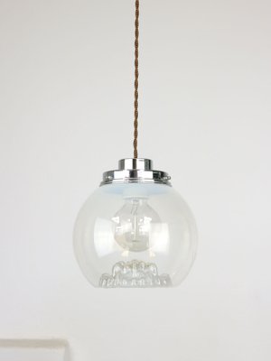 Mid-Century Italian Chrome and Murano Glass Pendant Lamp-HGJ-1723091