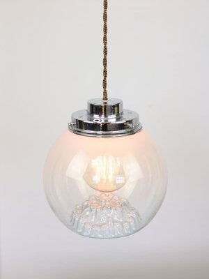 Mid-Century Italian Chrome and Murano Glass Pendant Lamp-HGJ-1723091