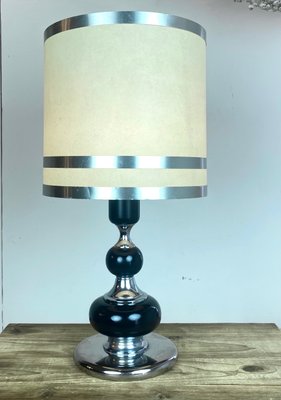 Mid-Century Italian Chrome and Wood Table Lamp-WZZ-1005183