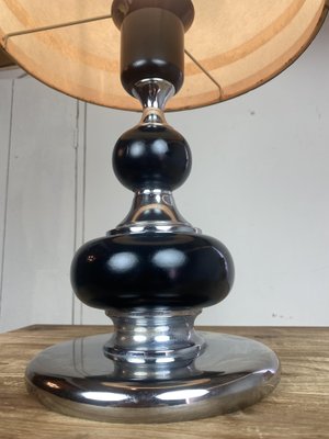 Mid-Century Italian Chrome and Wood Table Lamp-WZZ-1005183