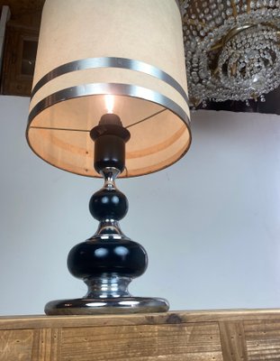 Mid-Century Italian Chrome and Wood Table Lamp-WZZ-1005183