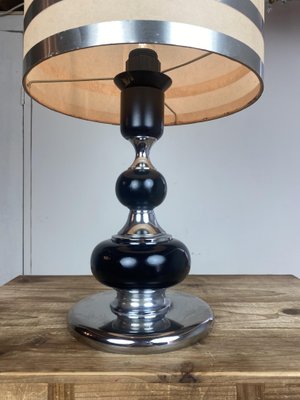 Mid-Century Italian Chrome and Wood Table Lamp-WZZ-1005183